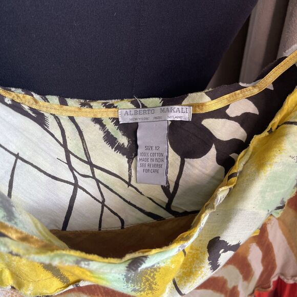 Alberto Makali Skirt Ruffle Layered Cotton Colorful Lined Flowey Y2K Yellow 12 - Picture 2 of 6
